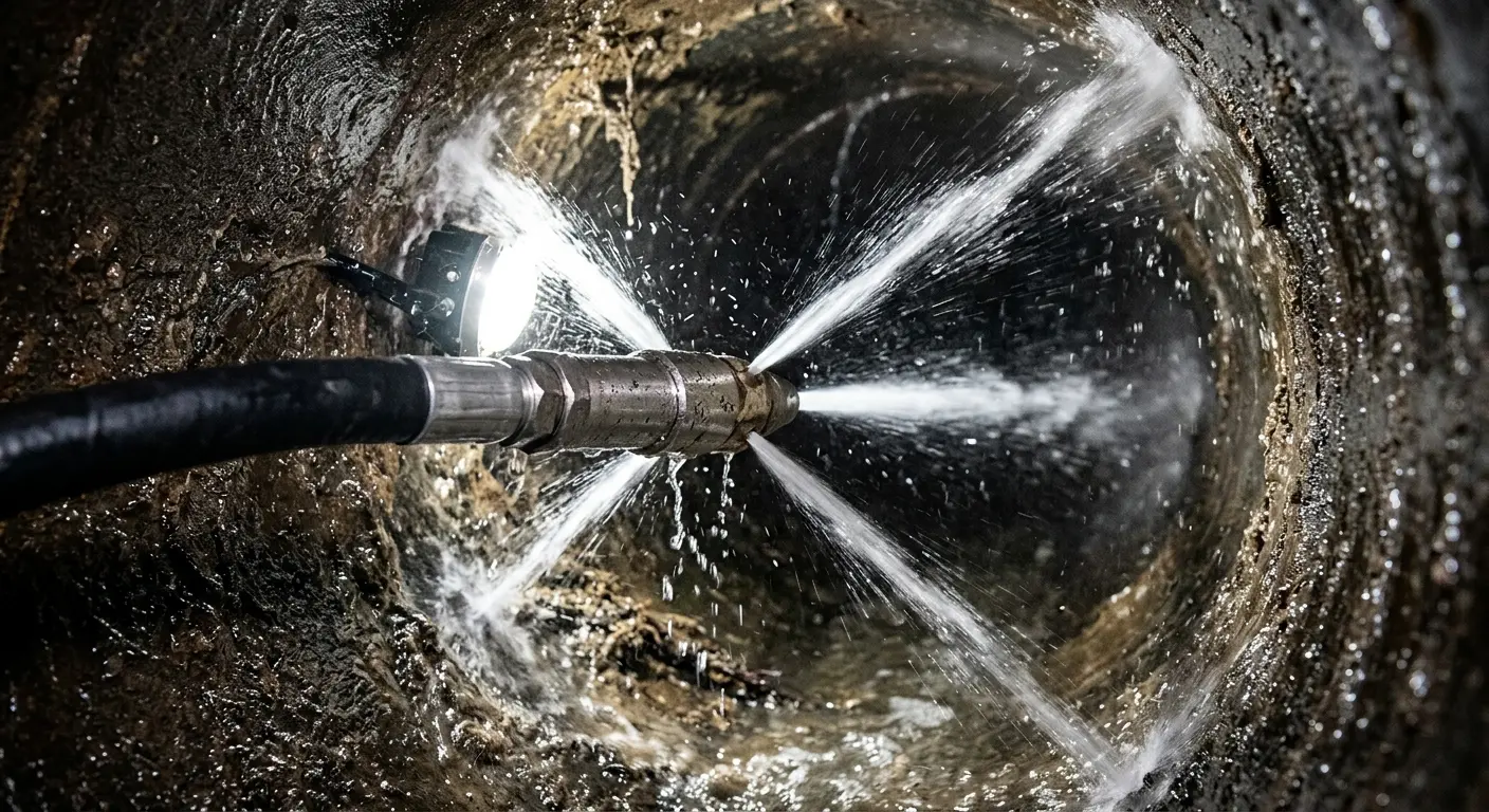 High-pressure hydro jetting nozzle cleaning sewer pipe for Storm Drain Cleaning in Chalco